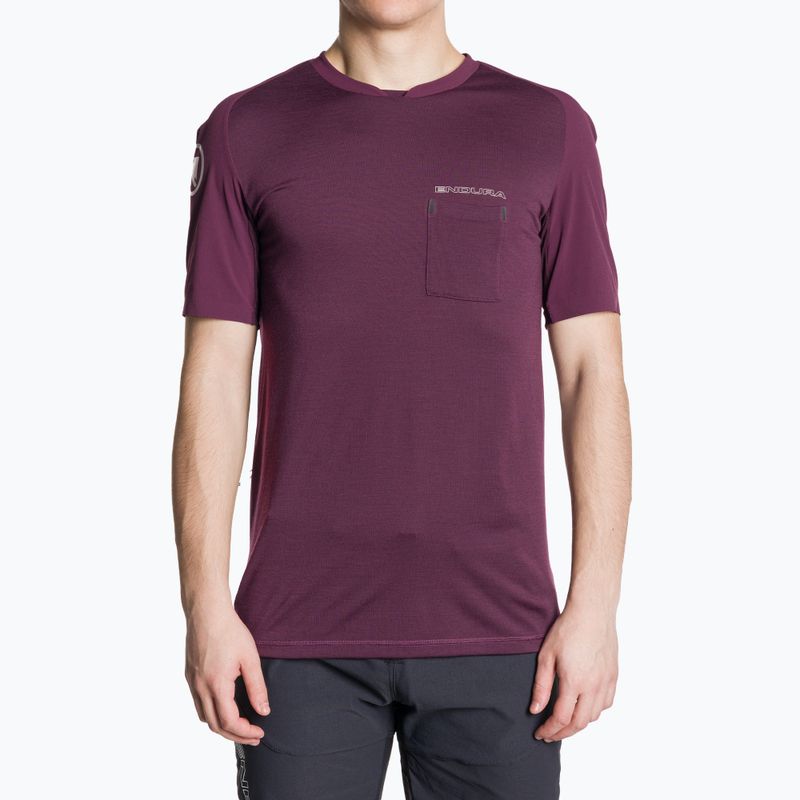 Tricou de ciclism pentru bărbați Endura GV500 Foyle Tech aubergine