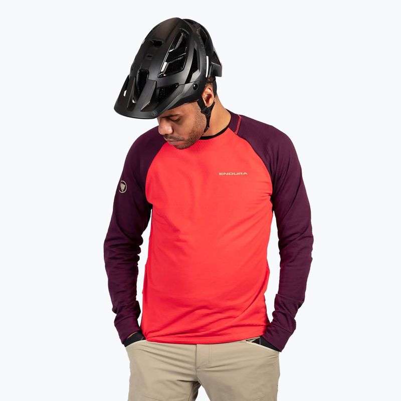 Longsleeve de ciclism pentru bărbați Endura Singletrack Fleece aubergine