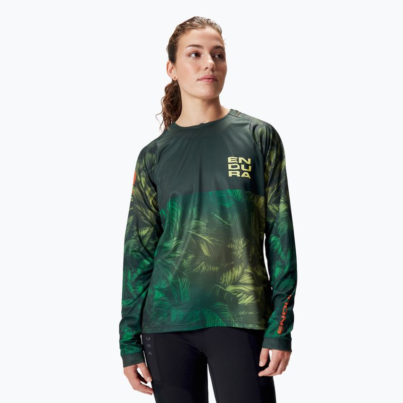 Longsleeve de ciclism pentru femei Endura Tropical Print Ltd ghillie green