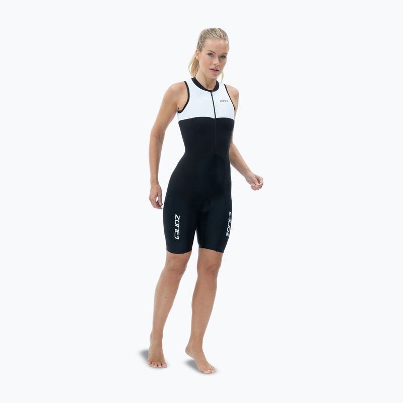Combinezon de triatlon pentru femei ZONE3 Lava Long Distance Trisuit black/white/green 3