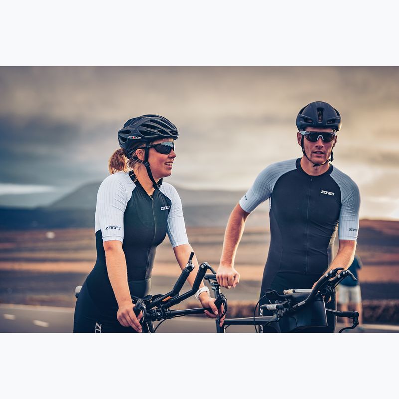 Combinezon de triatlon pentru femei ZONE3 Lava Long Distance Full Zip SS Aero Suit black/white/green 4