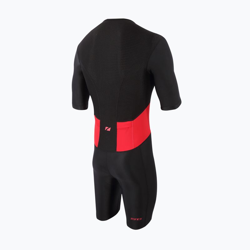 Combinezon de triathlon pentru bărbați ZONE3 Activate Short Sleeve Full Zip Trisuit black/red 2