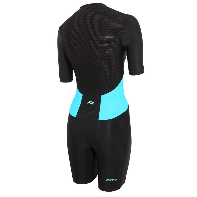 Combinezon de triatlon pentru femei ZONE3 Activate SS Full Zip Trisuit black/turquoise 2