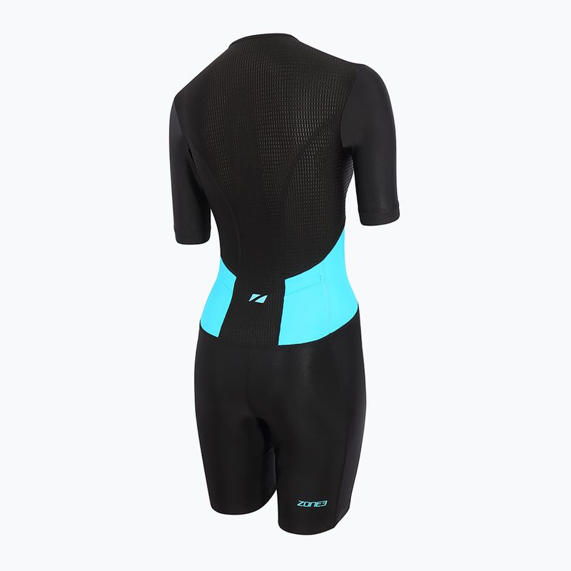 Combinezon de triatlon pentru femei ZONE3 Activate SS Full Zip Trisuit black/turquoise 3