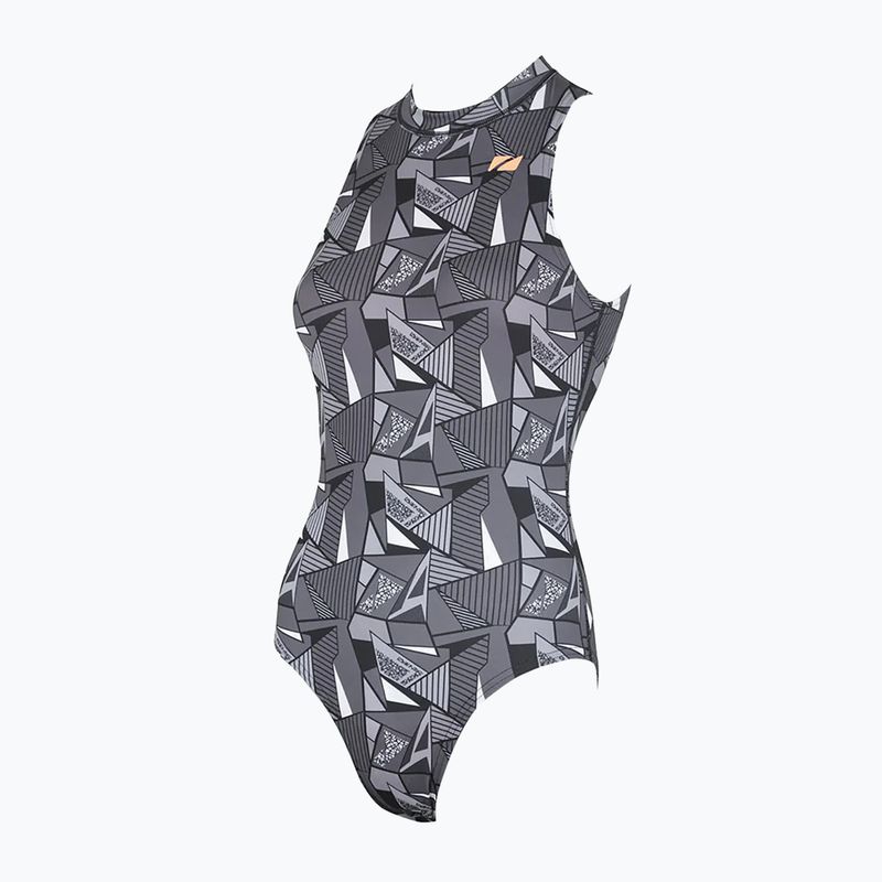 Costum de înot dintr-o bucată pentru femei ZONE3 OWS Renew High Neck black/white 6