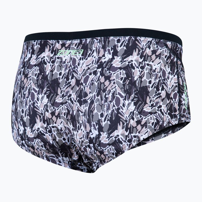 Bărbați ZONE3 Pacific Koa Brief Shorts negru/verde boxeri de înot 2