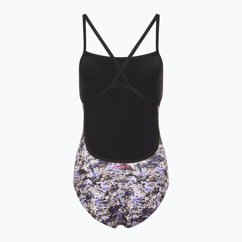 Costum de baie dintr-o singură piesă pentru femei ZONE3 Pacific Koa Strap Back negru/verde 2
