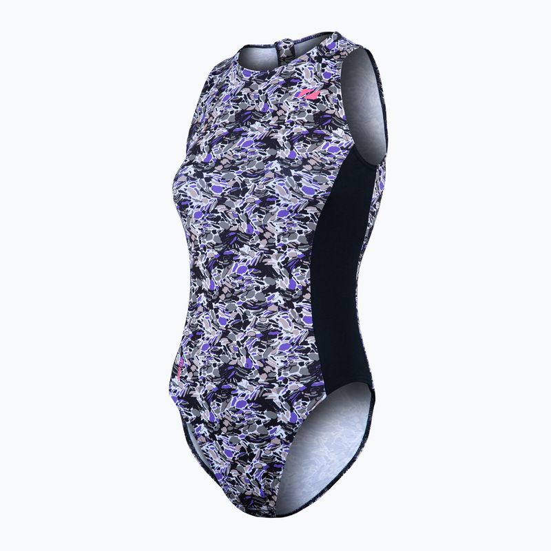 Costum de baie dintr-o singură piesă pentru femei ZONE3 Pacific Koa High Neck negru/verde 4