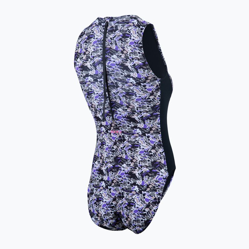 Costum de baie dintr-o singură piesă pentru femei ZONE3 Pacific Koa High Neck negru/verde 5