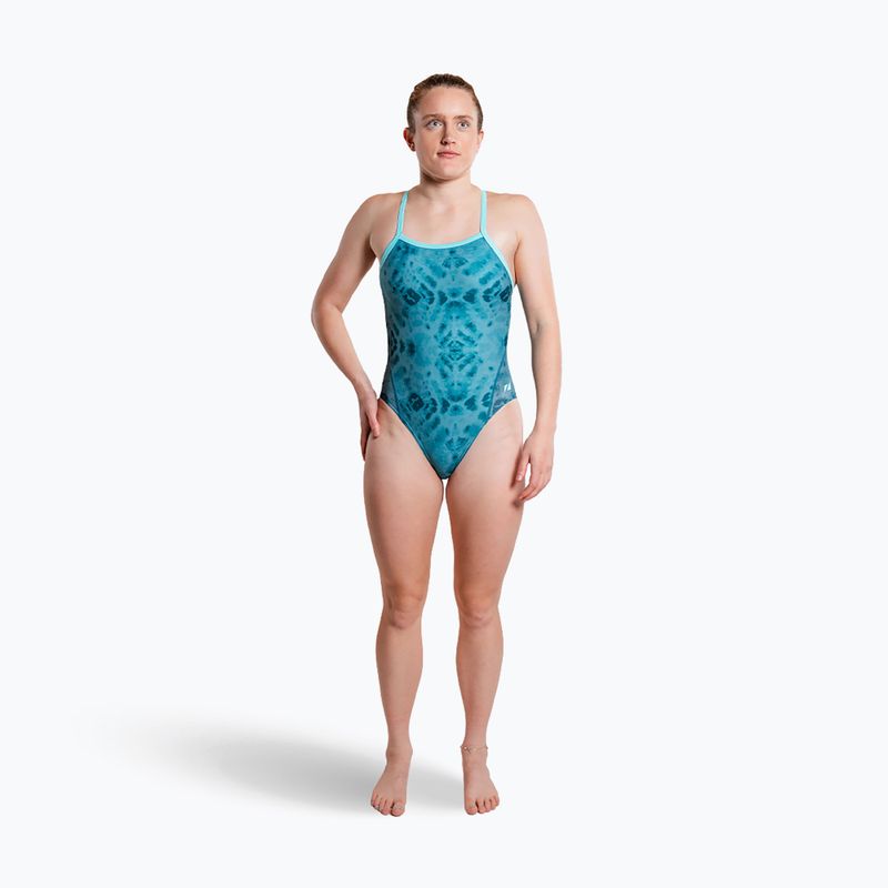 Costum de baie întreg pentru femei ZONE3 Strap Back teal tie dye 4