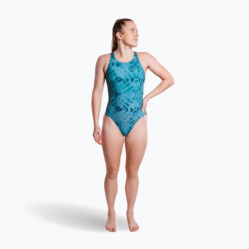 Costum de baie întreg pentru femei ZONE3 Classic teal tie-dye 3