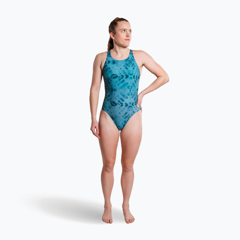 Costum de baie întreg pentru femei ZONE3 Classic teal tie-dye 4