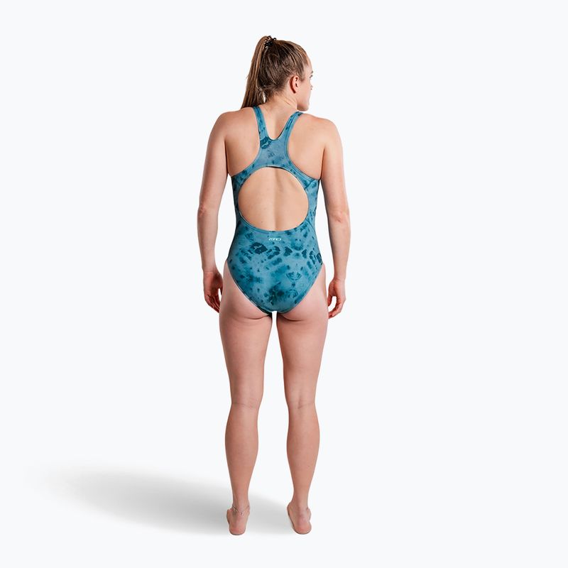 Costum de baie întreg pentru femei ZONE3 Classic teal tie-dye 6