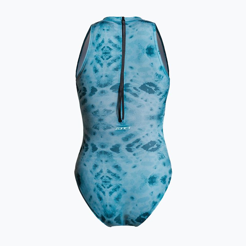 Costum de baie întreg pentru femei ZONE3 High Neck Costume teal tie dye 2