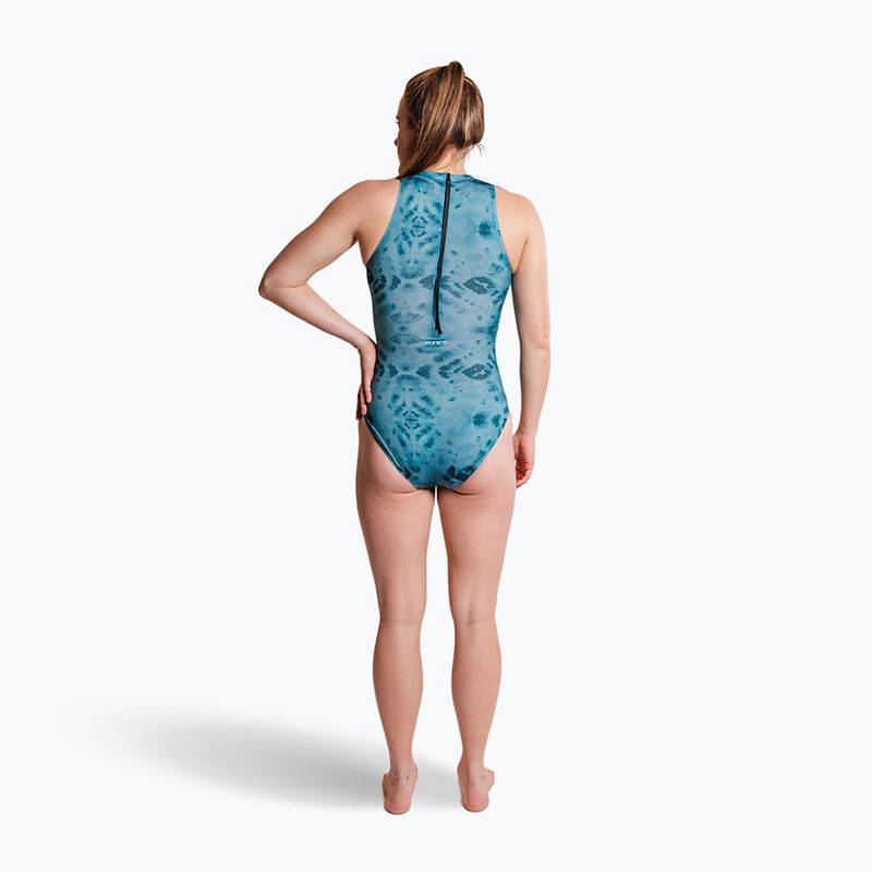 Costum de baie întreg pentru femei ZONE3 High Neck Costume teal tie dye 5