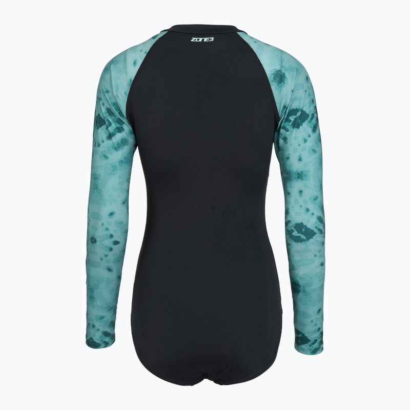Costum de baie întreg pentru femei ZONE3 Long Sleeve teal tie dye 2