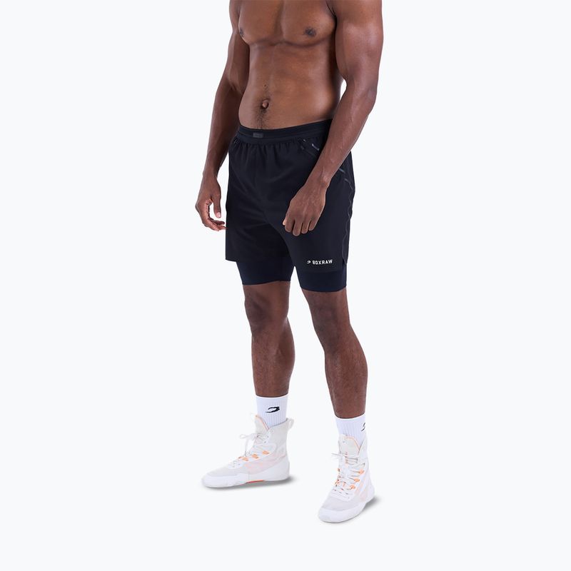 Pantaloni scurți de antrenament pentru bărbați BOXRAW Sparring Club 2-in-1 black 4