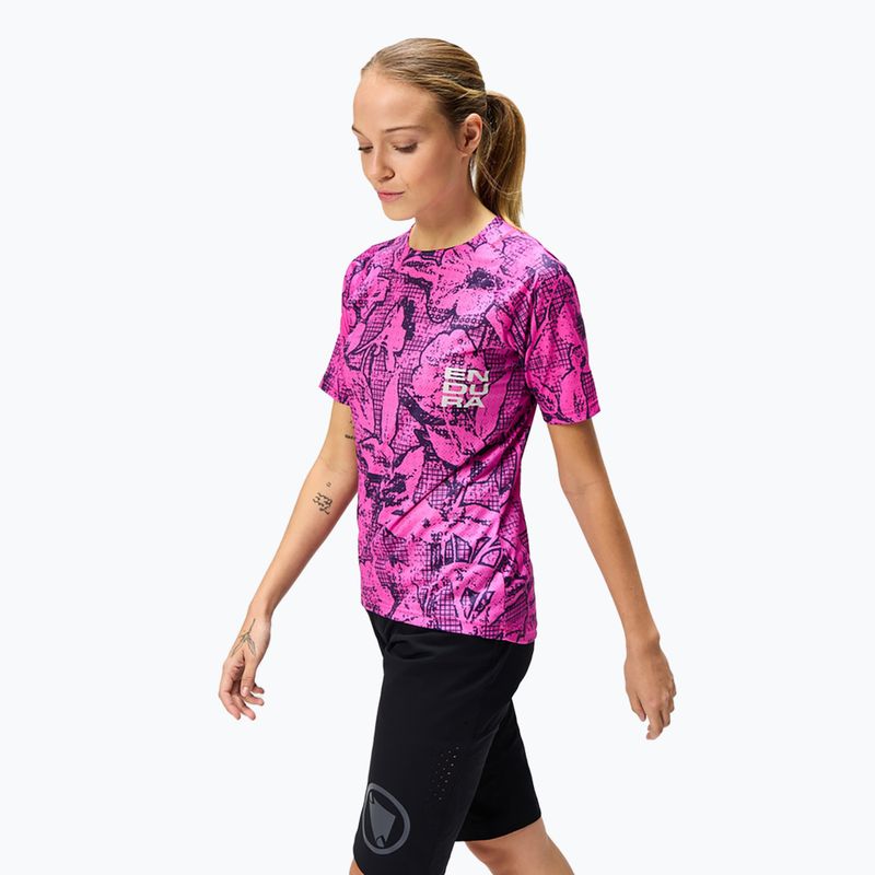 Tricou de ciclism pentru femei Endura Grid Floral Ltd W pink pop 4