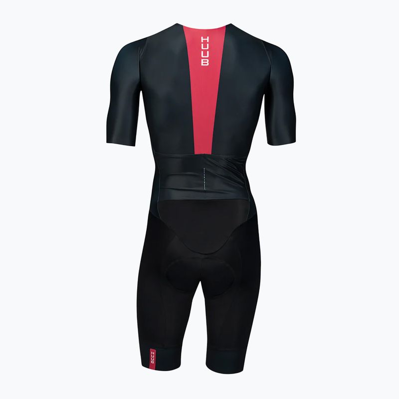 Combinezon de ciclism pentru bărbați HUUB Strada Road Speed Suit Smooth Sleeve black/red 2