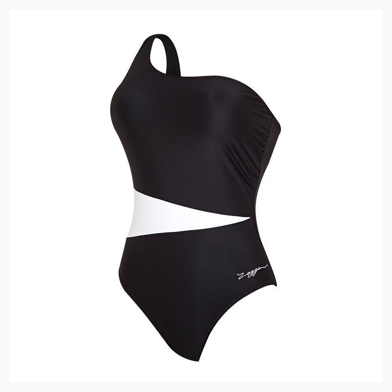 Costum de baie o singură piesă pentru femei Zoggs Lattice One Shoulder albastru / alb 5
