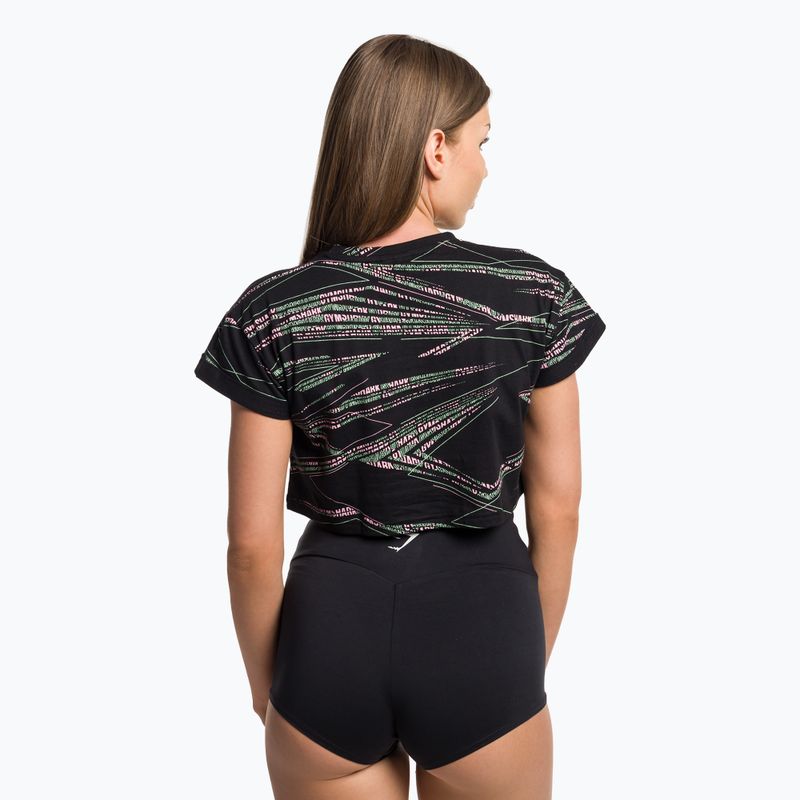 Tricou de antrenament pentru femei Gymshark Zone Graphic Crop negru/lime 3