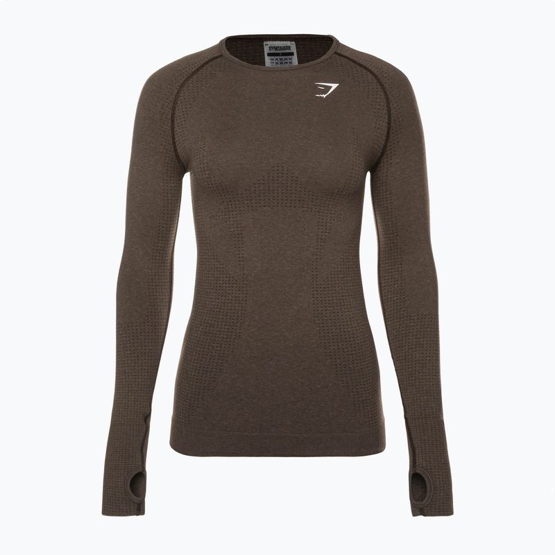 Tricou de antrenament pentru femei cu mânecă lungă Gymshark Vital Seamless Top maro/alb 6