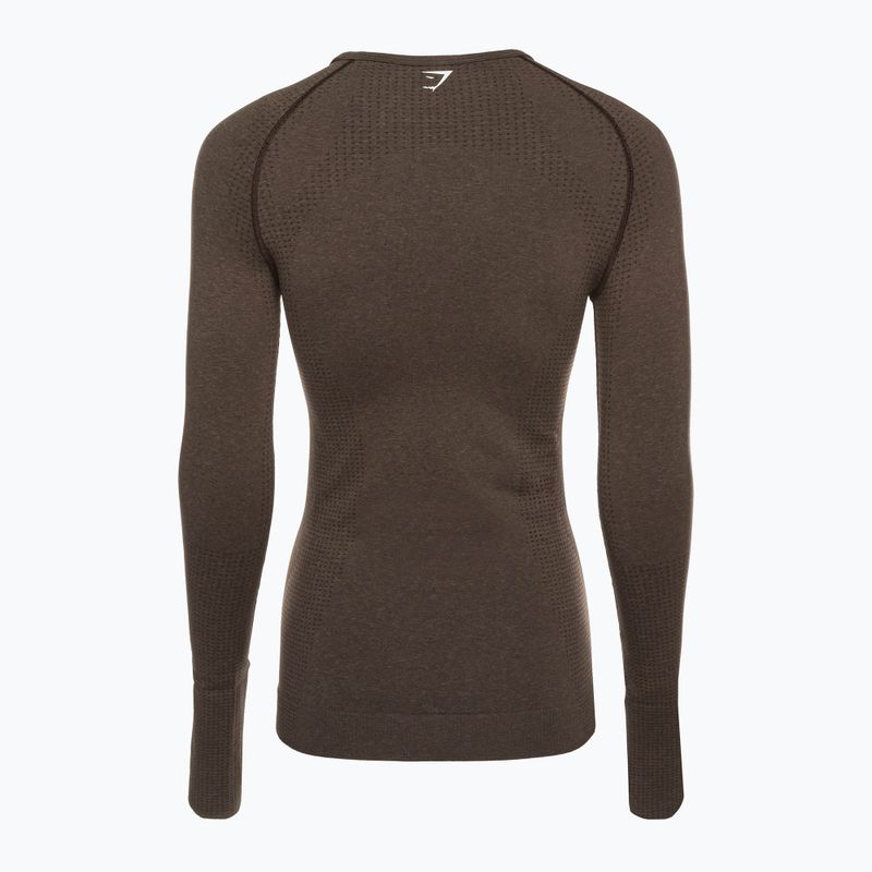 Tricou de antrenament pentru femei cu mânecă lungă Gymshark Vital Seamless Top maro/alb 7