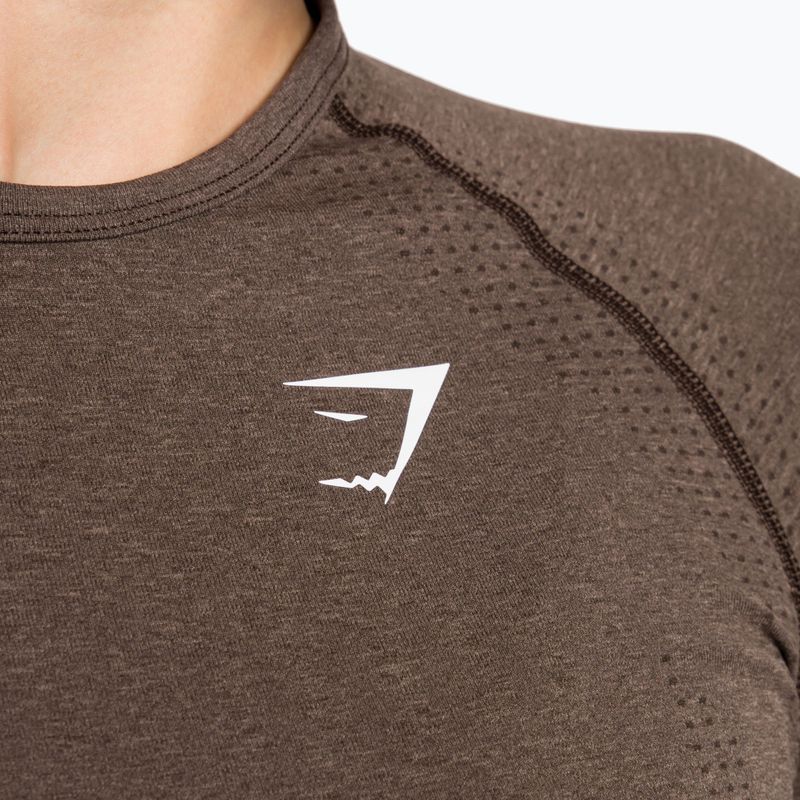 Tricou de antrenament pentru femei cu mânecă lungă Gymshark Vital Seamless Top maro/alb 5
