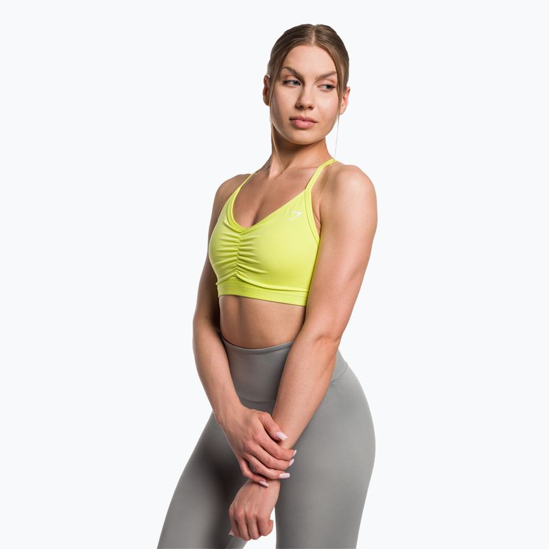 Gymshark Ruched Training Sports glitch galben sutien de fitness galben