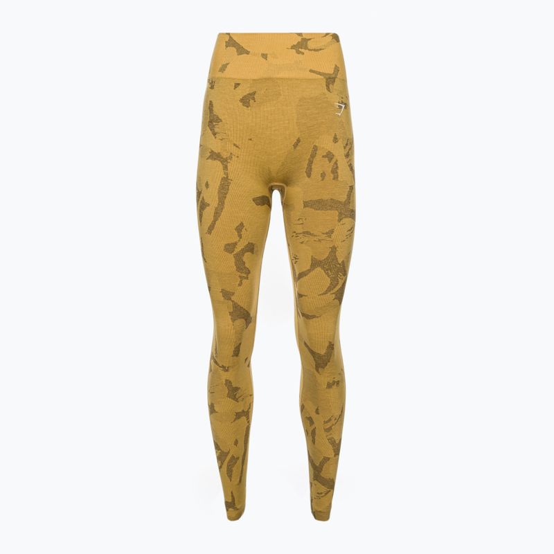 Jambiere de antrenament pentru femei Gymshark Adapt Camo Savanna Seamless galben/alb 5