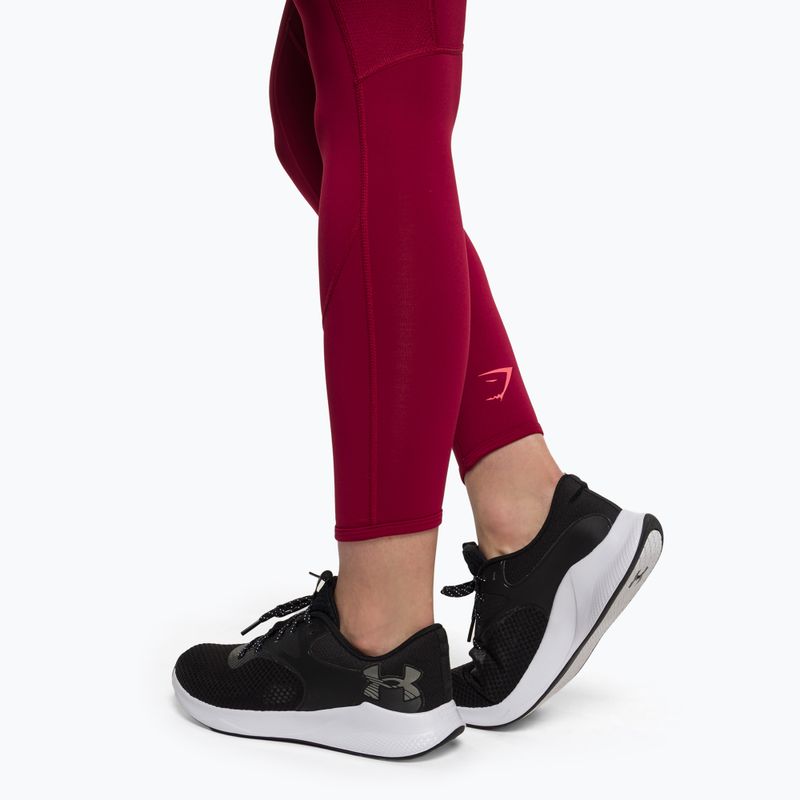 Jambiere de antrenament pentru femei Gymshark Pulse Pulse roșu burgundia 5