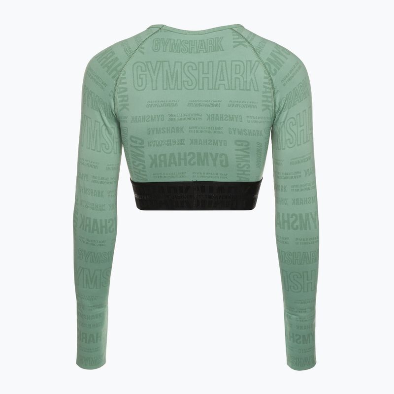 Gymshark Vision Crop Top pentru femei cu mânecă lungă de antrenament verde/negru 6