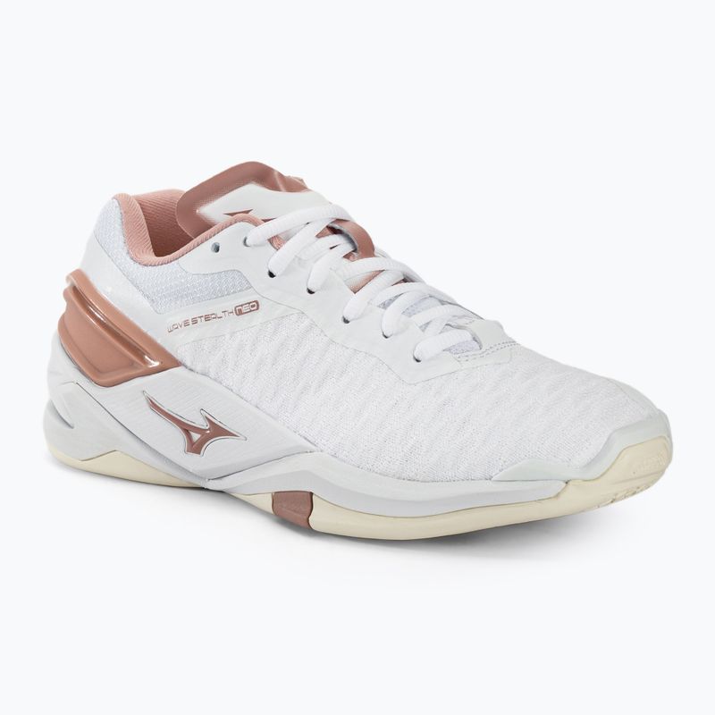 Încălțăminte de handbal pentru femei Mizuno Wave Stealth Neo white/rose/snow white