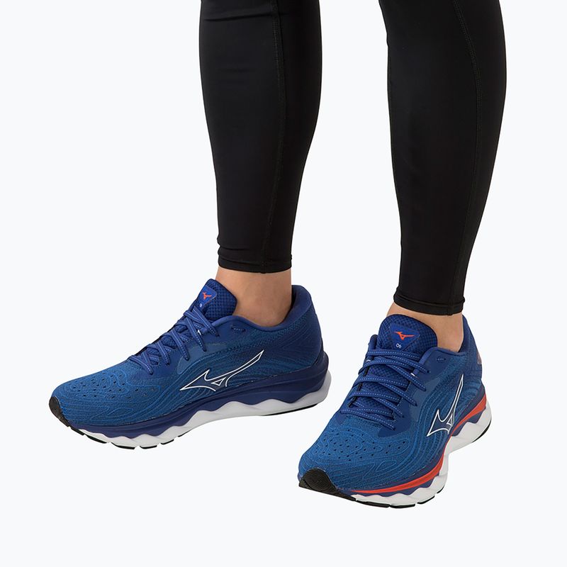 Pantofi de alergare pentru bărbați Mizuno Wave Sky 6 turcoaz mare/alb/roșii de cireș 3