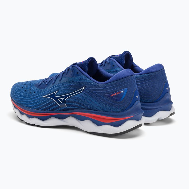 Pantofi de alergare pentru bărbați Mizuno Wave Sky 6 turcoaz mare/alb/roșii de cireș 4