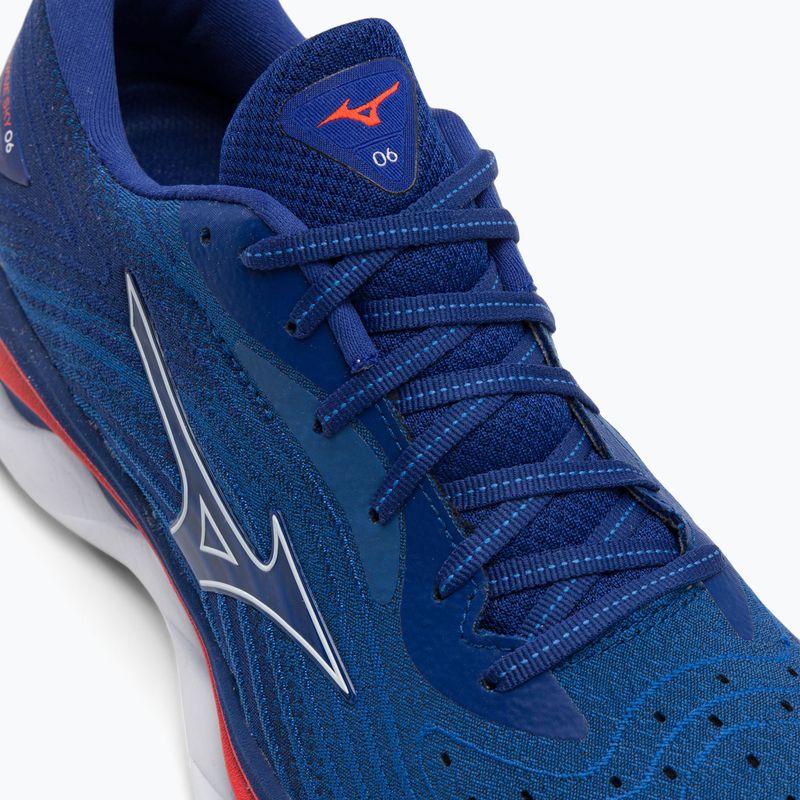 Pantofi de alergare pentru bărbați Mizuno Wave Sky 6 turcoaz mare/alb/roșii de cireș 10