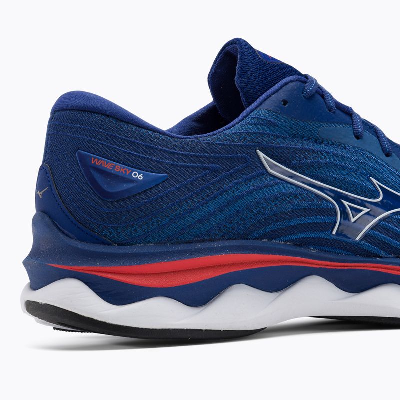 Pantofi de alergare pentru bărbați Mizuno Wave Sky 6 turcoaz mare/alb/roșii de cireș 11