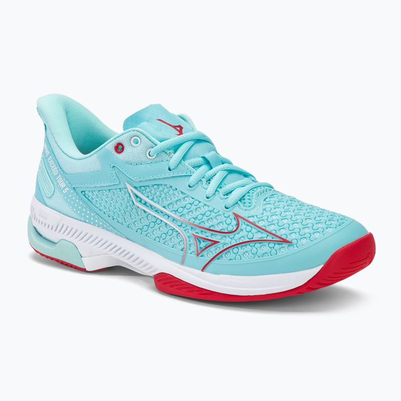 Încălțăminte de tenis pentru femei Mizuno Wave Exceed Tour 5 AC tanger turquoise/fiery coral 2/white