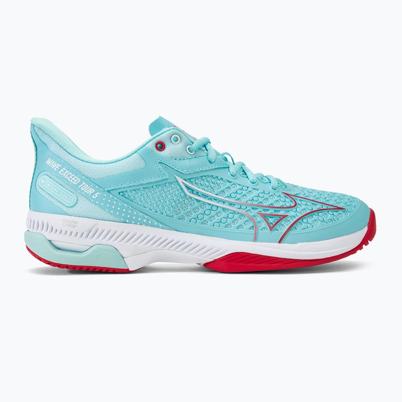 Încălțăminte de tenis pentru femei Mizuno Wave Exceed Tour 5 AC tanger turquoise/fiery coral 2/white 2