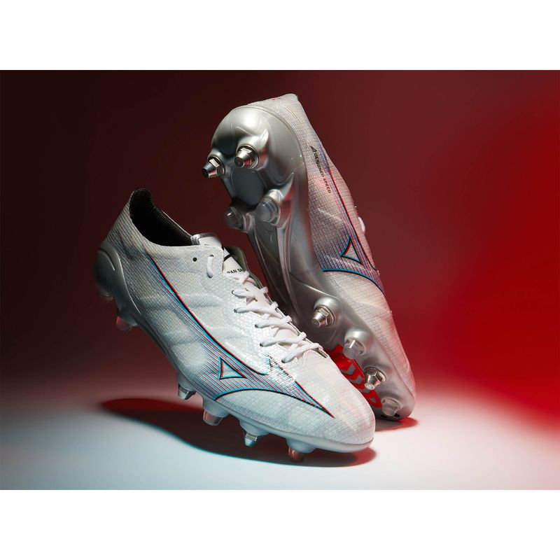 Cizme de fotbal pentru bărbați Mizuno Alpha JP Mix alb/roșu aprins/ 801 c 17