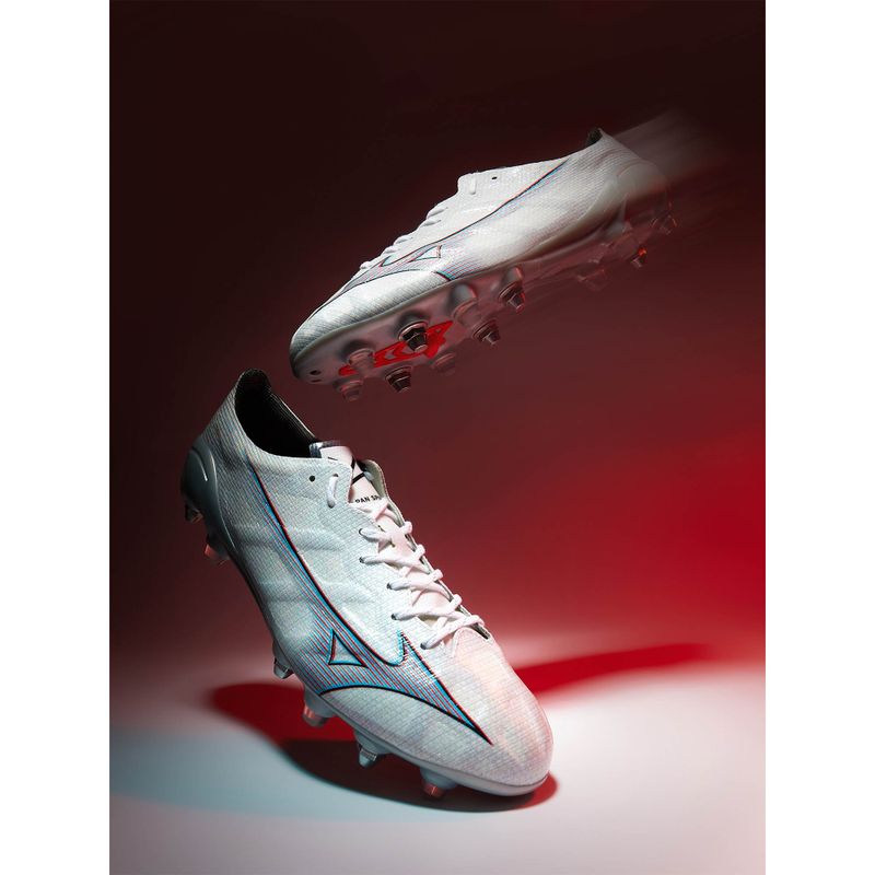 Cizme de fotbal pentru bărbați Mizuno Alpha JP Mix alb/roșu aprins/ 801 c 18