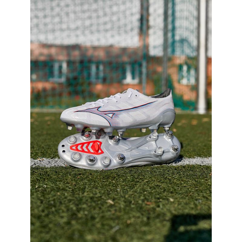 Cizme de fotbal pentru bărbați Mizuno Alpha JP Mix alb/roșu aprins/ 801 c 22