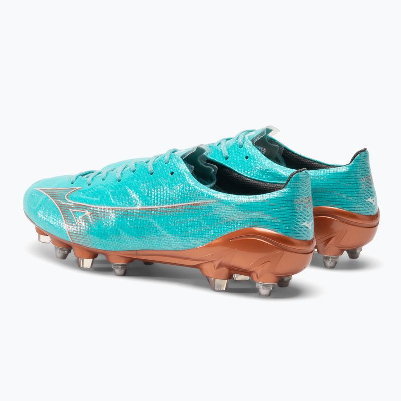 Cizme de fotbal pentru bărbați Mizuno Alpha JP Mix albastru curacao/snow white/redbsatin 3