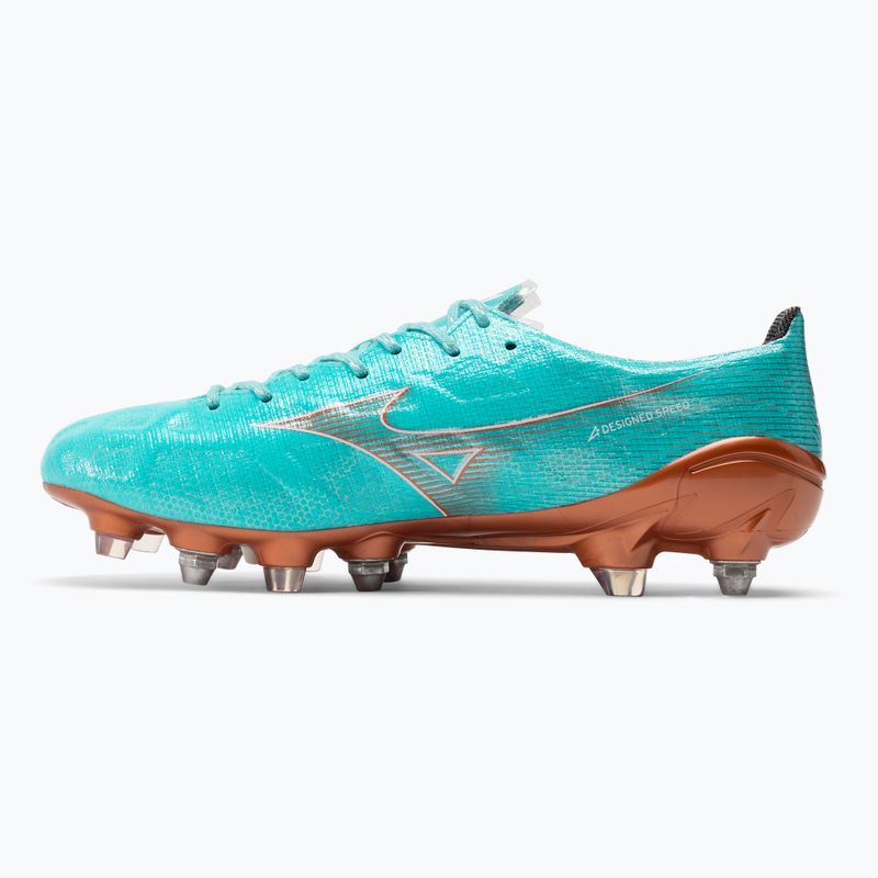 Cizme de fotbal pentru bărbați Mizuno Alpha JP Mix albastru curacao/snow white/redbsatin 10