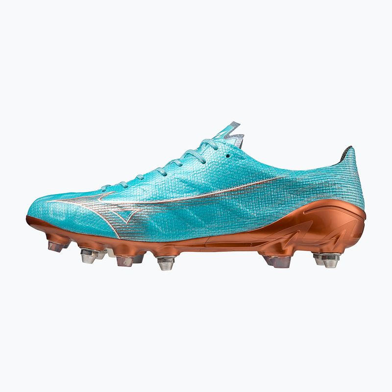 Cizme de fotbal pentru bărbați Mizuno Alpha JP Mix albastru curacao/snow white/redbsatin 12