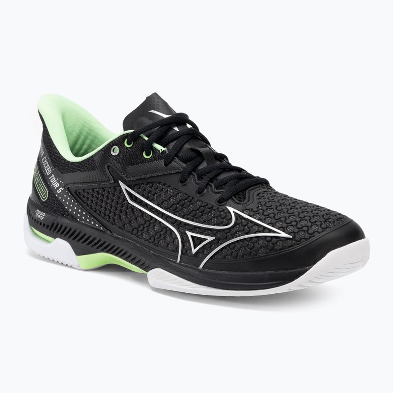 Încălțăminte de tenis pentru bărbați Mizuno Wave Exceed Tour 5 AC black/silver/techno green