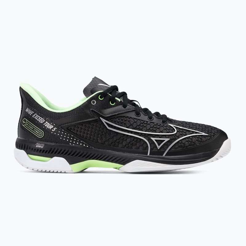 Încălțăminte de tenis pentru bărbați Mizuno Wave Exceed Tour 5 AC black/silver/techno green 2