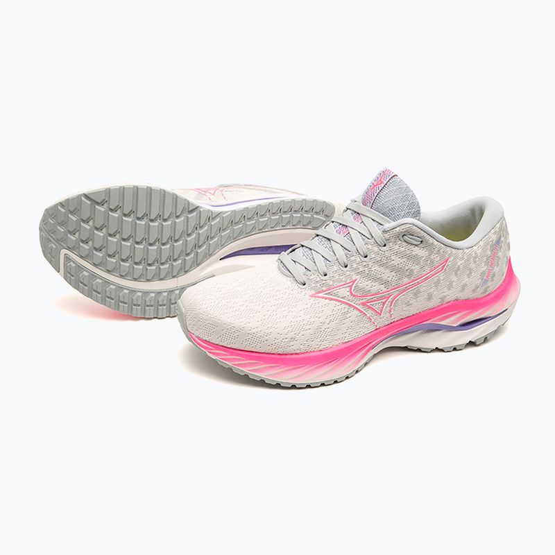 Încălțăminte de alergare pentru femei Mizuno Wave Inspire 19 snow white/ hi vis pink/ purple punch 15