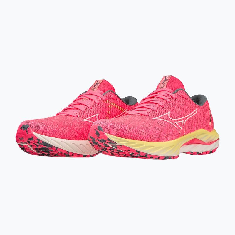 Încălțăminte de alergare pentru femei Mizuno Wave Inspire 19 hi vis pink/ snow white/ luminous 15