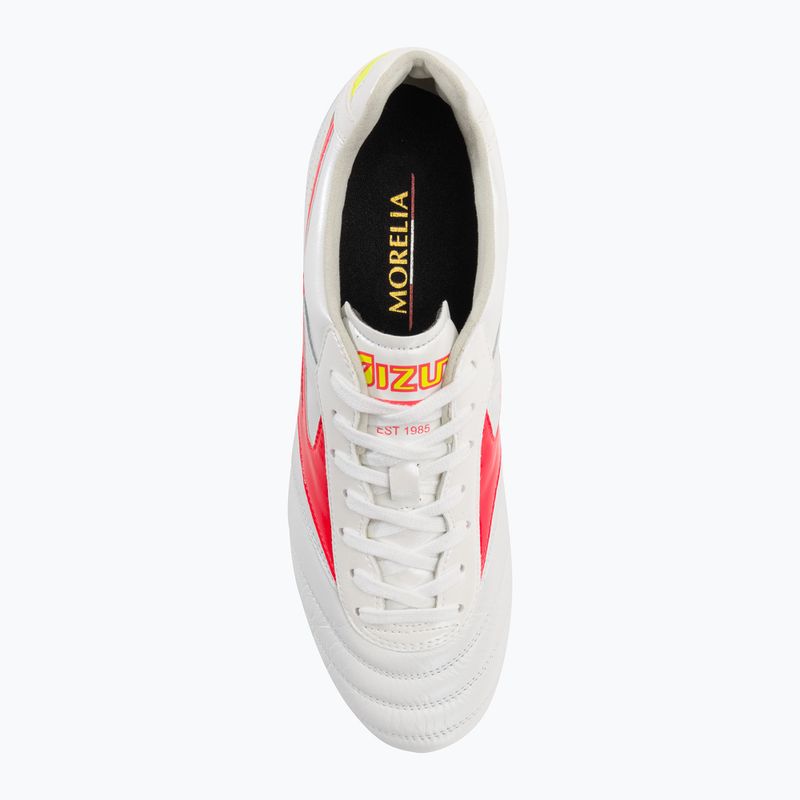 Mizuno Morelia II Elite MD ghete de fotbal pentru bărbați alb/flery coral2/bolt2 6